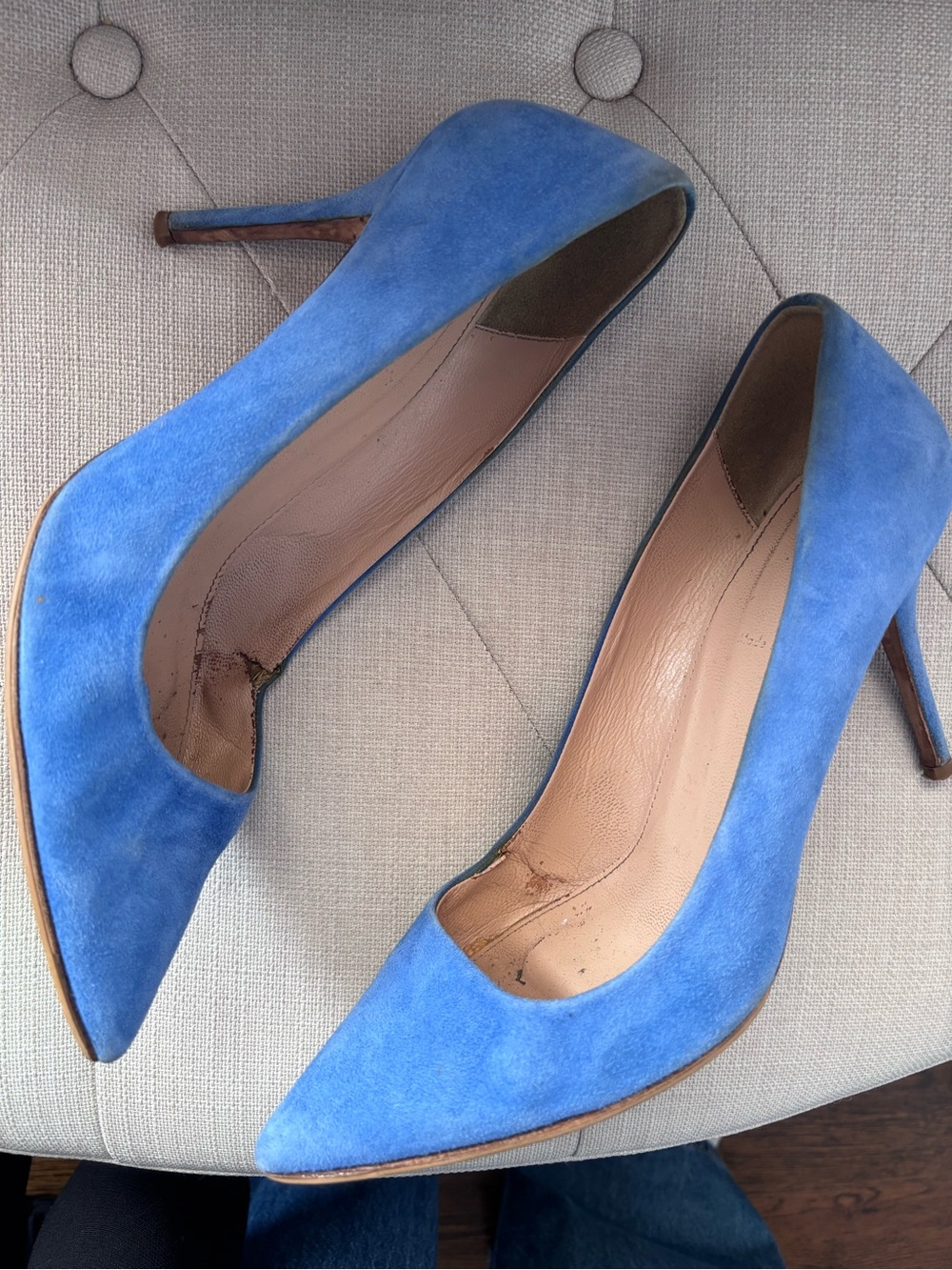 J.Crew Blue Suede Pointed-Toe Stiletto Pumps Size 9.5 Pre Loved.